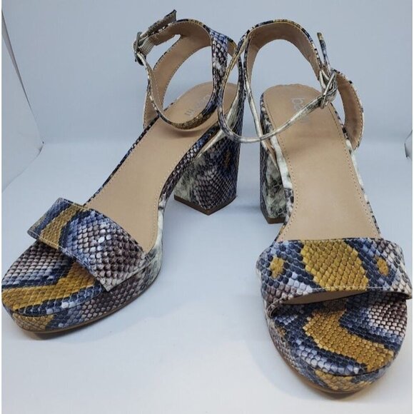 Bar III Women's Cabey Block Heel Sandals Snake Print Size 7M Ankle Strap - Picture 5 of 8